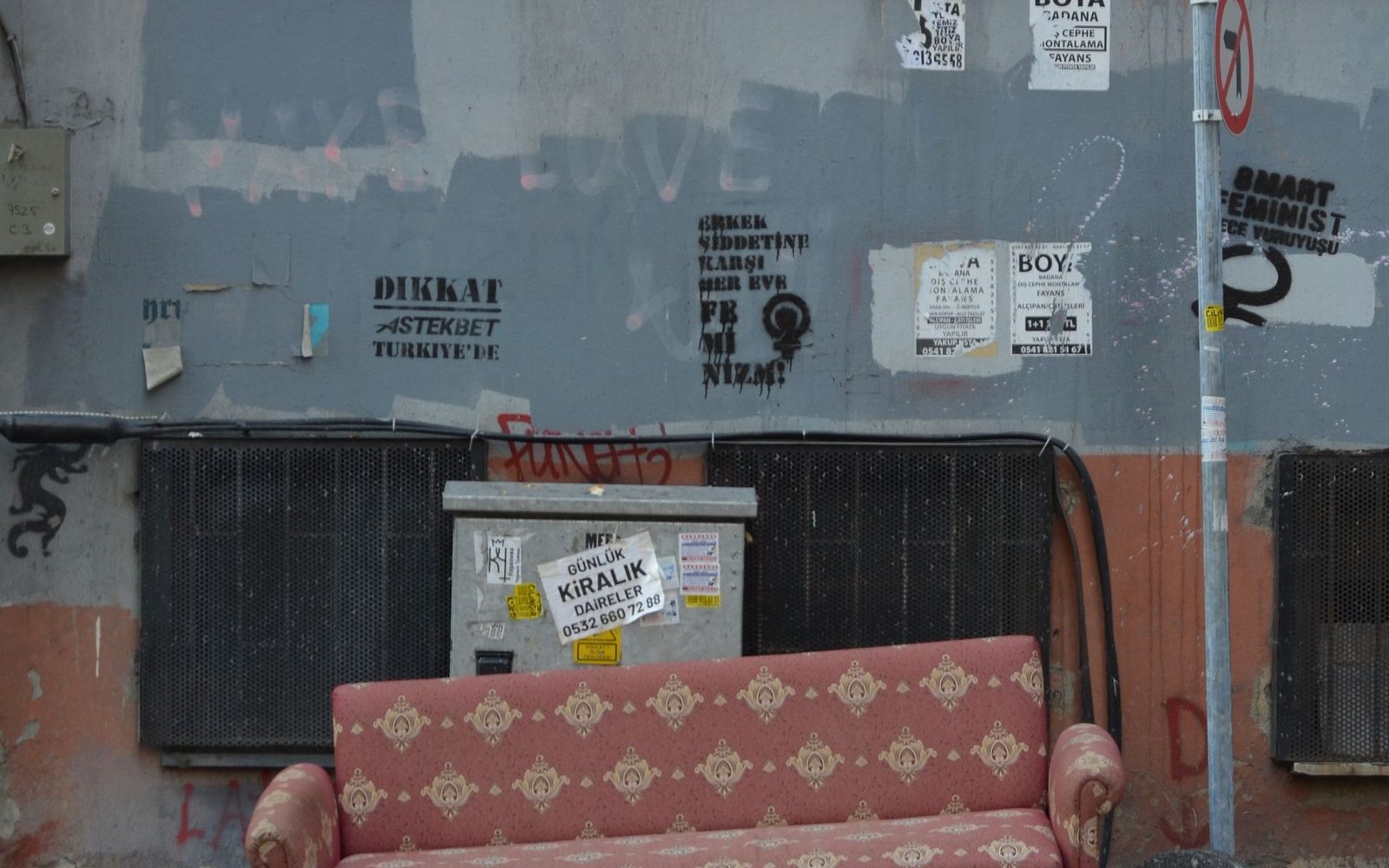 Old sofa left out for bulky waste collection
